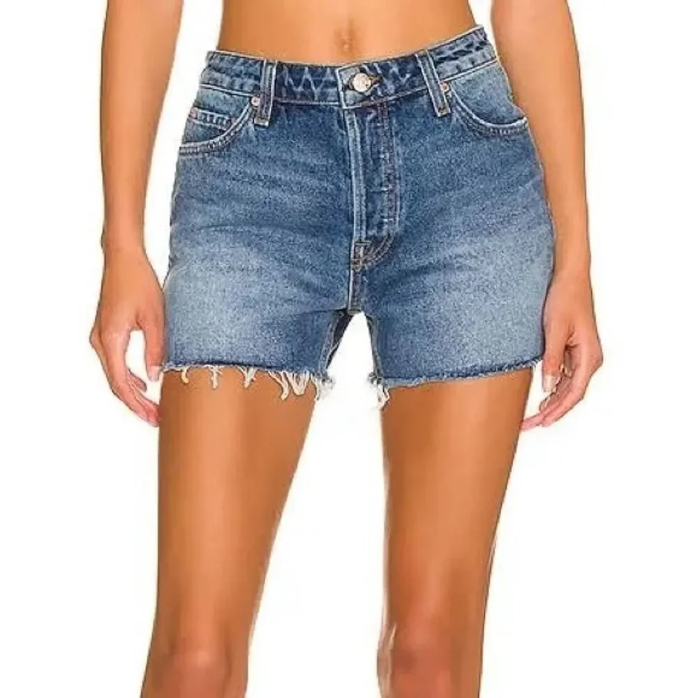 GRLFRND Size‎ 27 blue denim jean cut off shorts Style Helena NWT Msrp $168